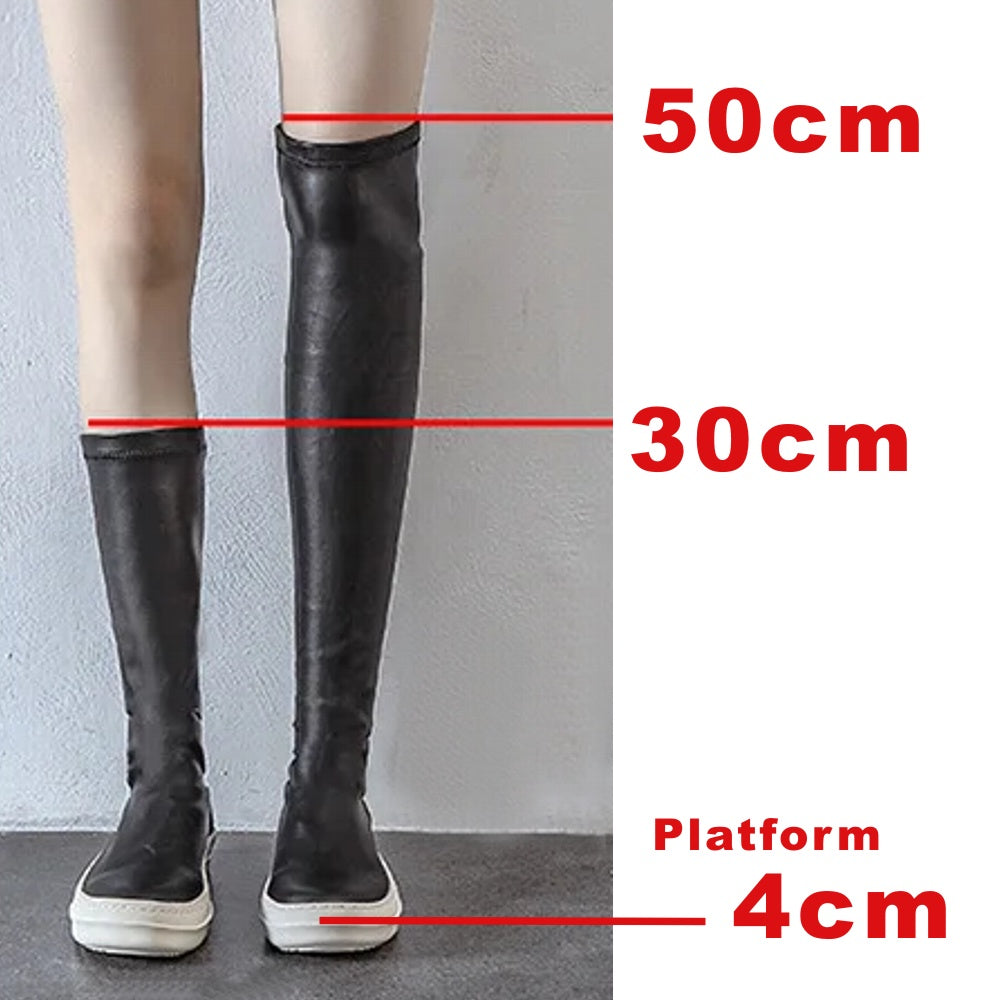 Damen Stiefeletten Mikromesh-Leder Flache Gummisohle-5
