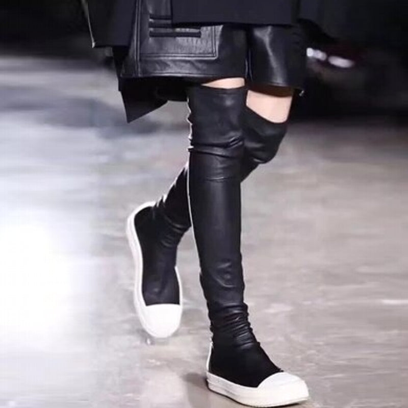 Variant image for Damen Stiefeletten Mikromesh-Leder Flache Gummisohle-1
