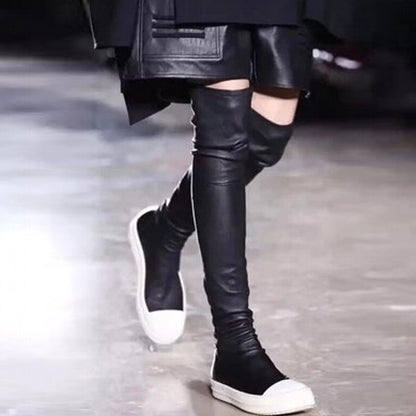 Variant image for Damen Stiefeletten Mikromesh-Leder Flache Gummisohle-1