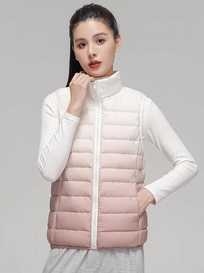 Damen-Daunenweste, ärmellos, ultraleicht, Nylon und Polyester-3