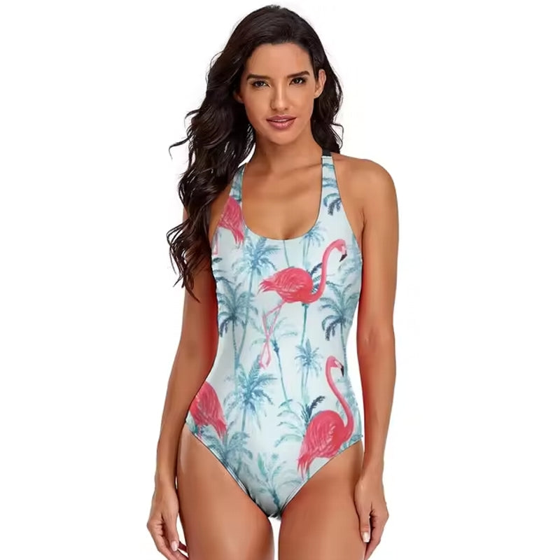 Variant image for Damen Badeanzug Ein Einteilig Flamingo Druck Nylon Spandex-6