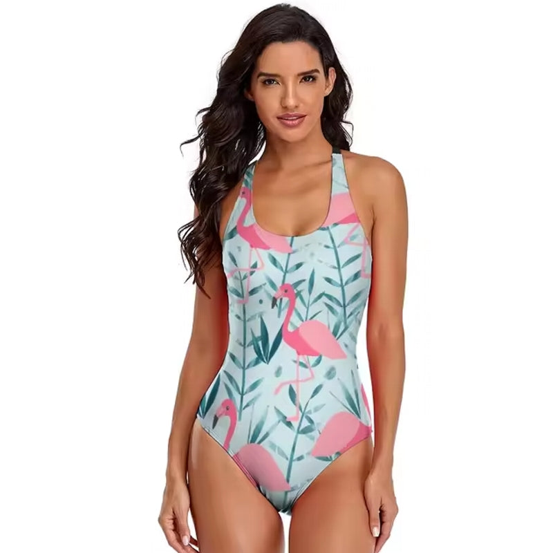 Variant image for Damen Badeanzug Ein Einteilig Flamingo Druck Nylon Spandex-36