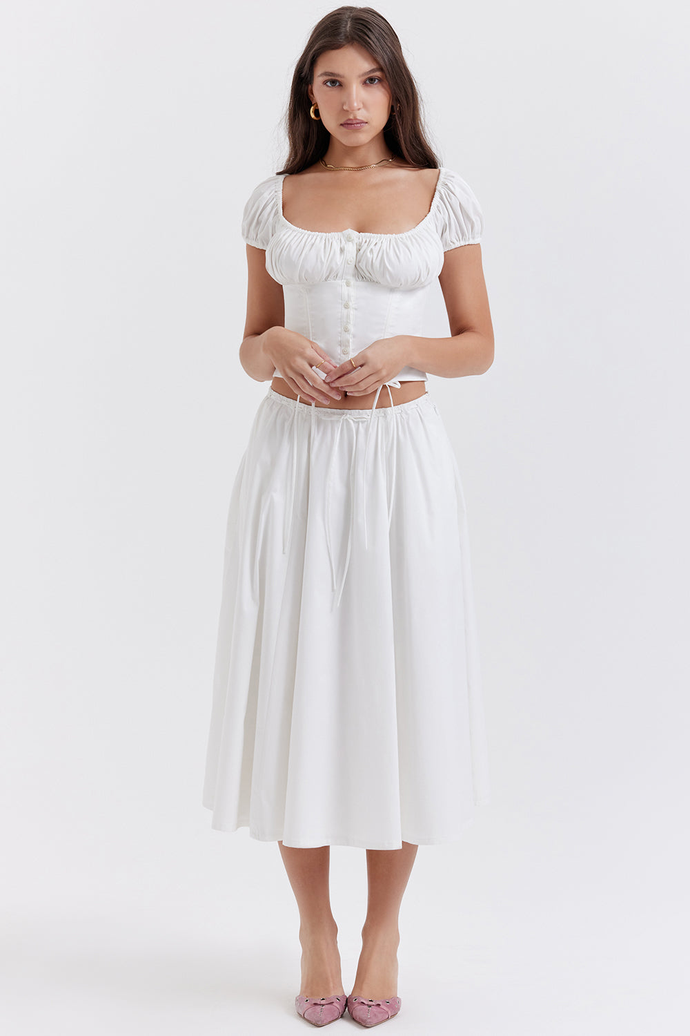 Damen-Midirock und Rüschen-Top, Set, aus Polyester-1
