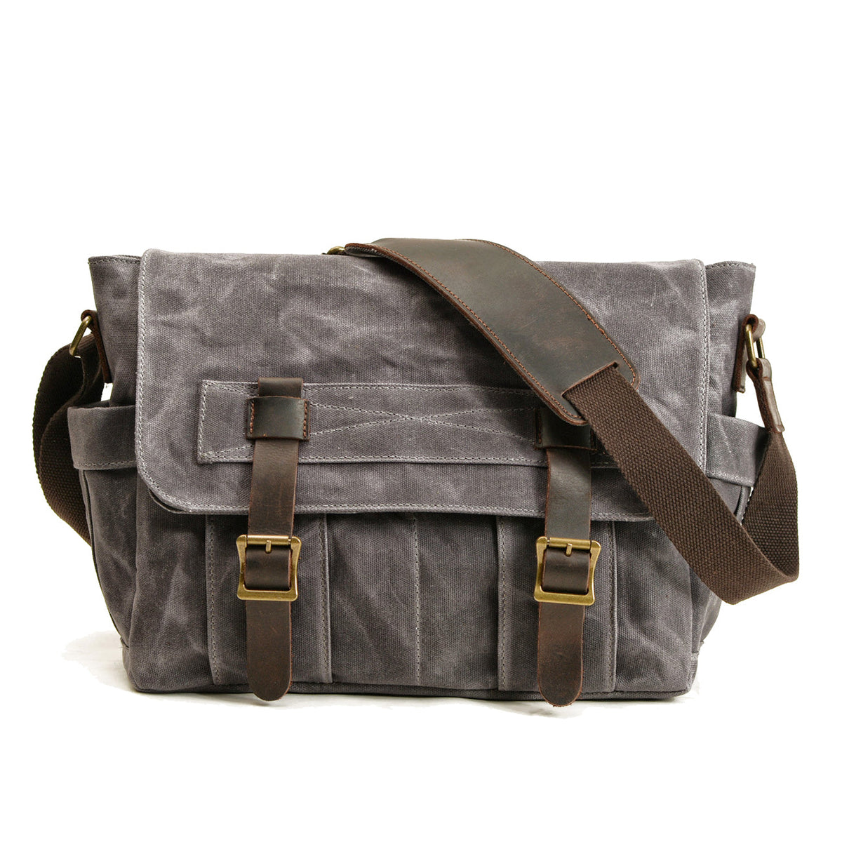 Variant image for Unisex-Schultertasche, Vintage-Stil, gewachste Baumwolle und Leder-4