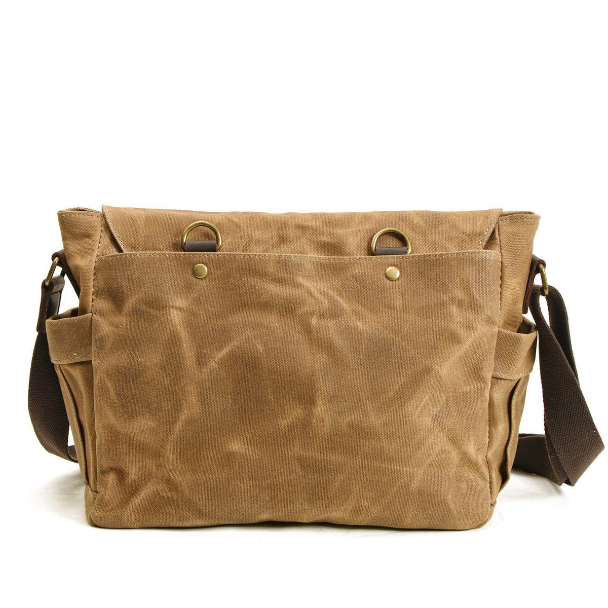 Unisex-Schultertasche, Vintage-Stil, gewachste Baumwolle und Leder-5