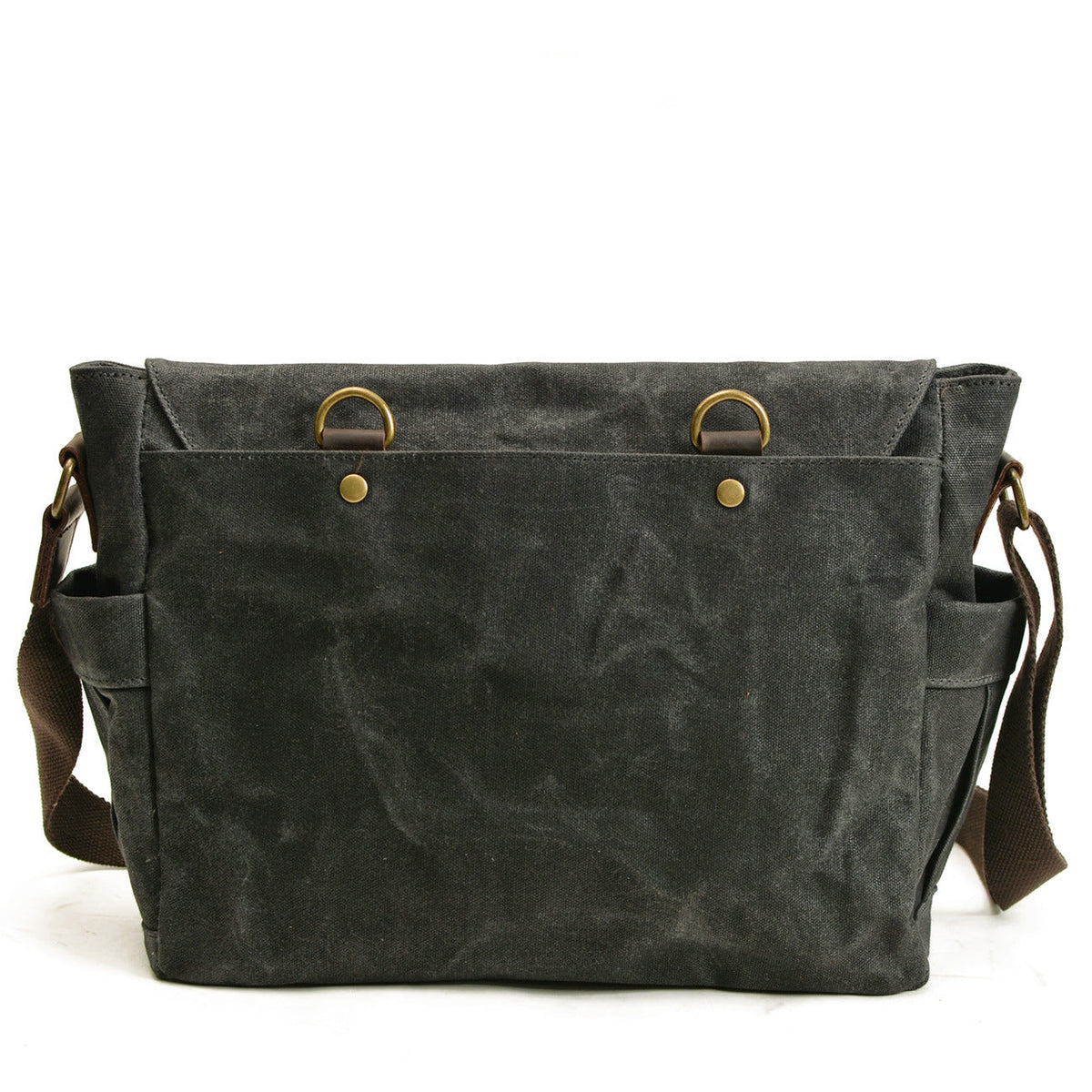 Unisex-Schultertasche, Vintage-Stil, gewachste Baumwolle und Leder-6