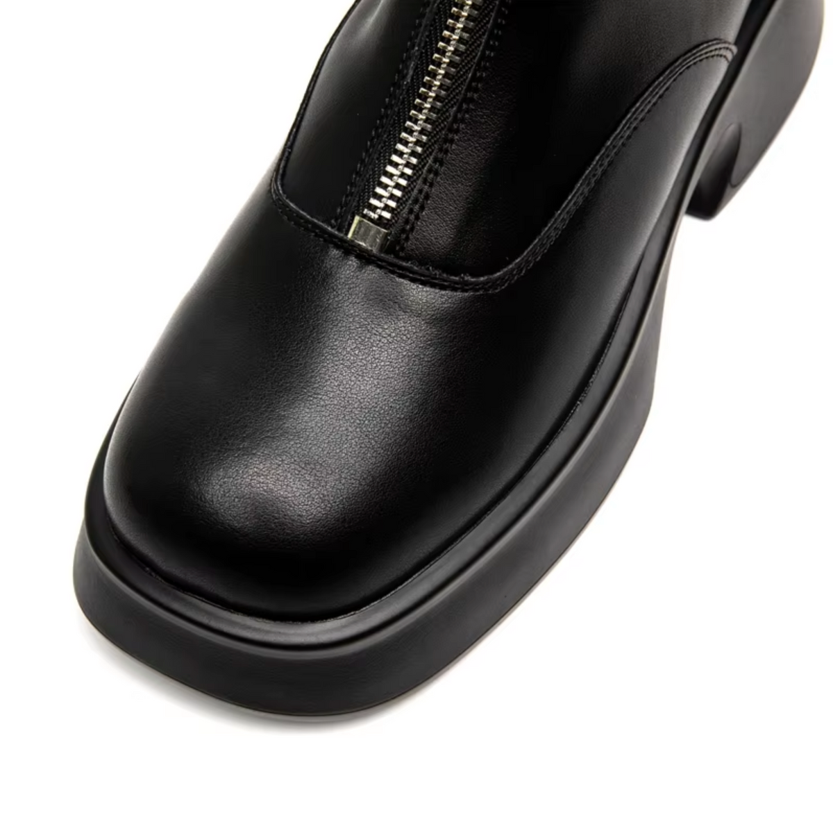 Gefütterte Damen-Winterstiefel, aus Leder, mit Reißverschluss-5