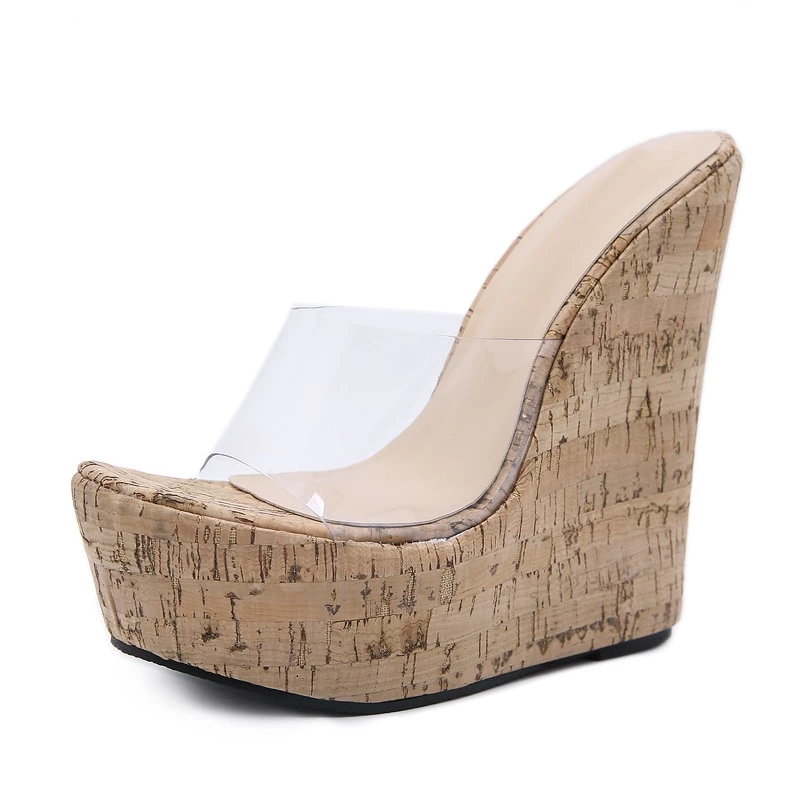 Damen Schuhe mit Keilabsatz Transparentes PVC Offene Zehenpartie-3