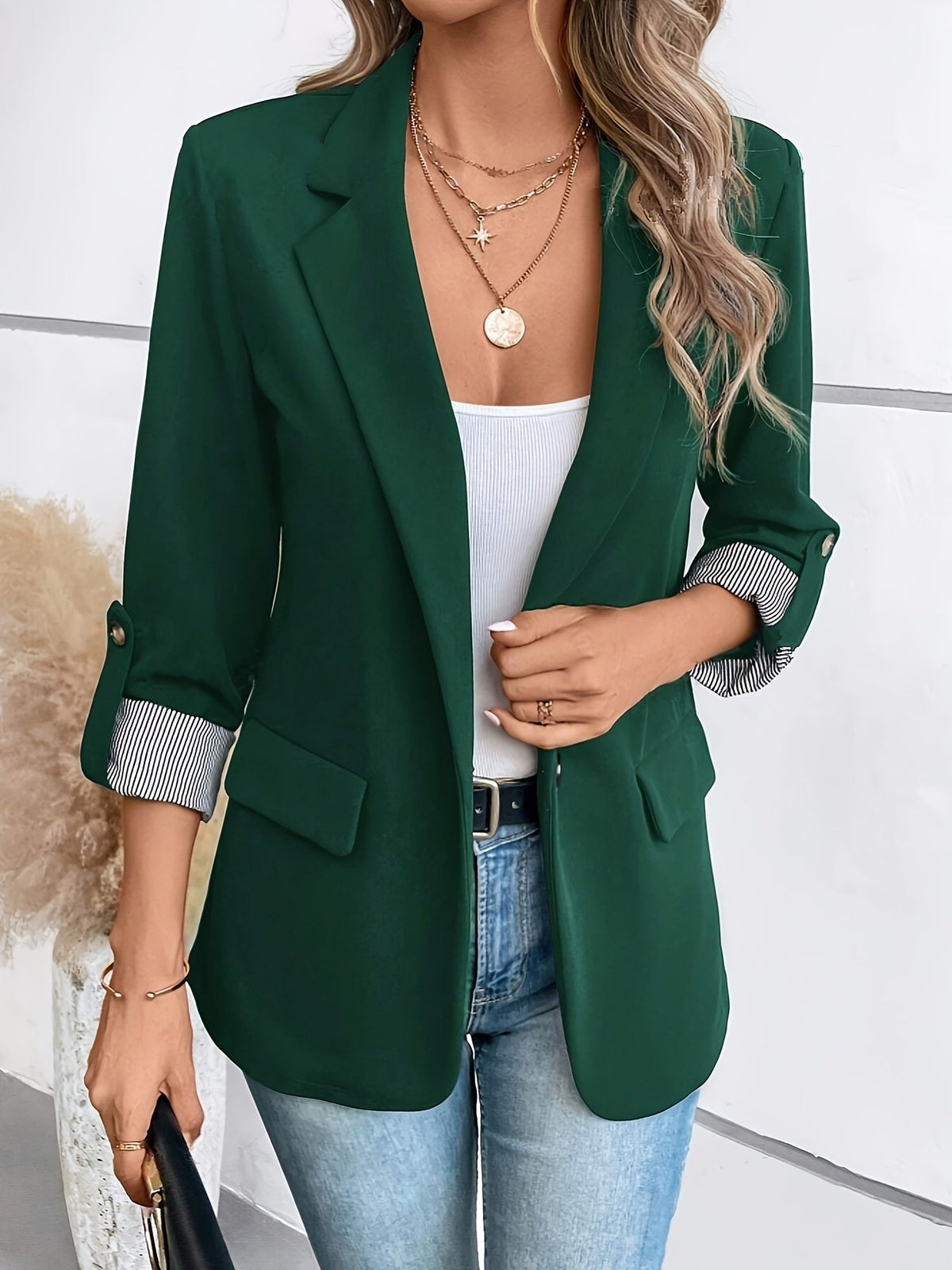 Variant image for Damen-langer Blazer, Business-Look, hochwertiger Stoff-13