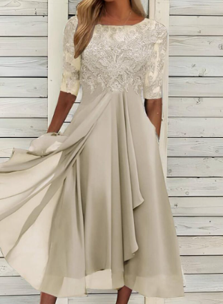 Schöne Damenkleider, asymmetrisch, Chiffon, Top-Kleid-4