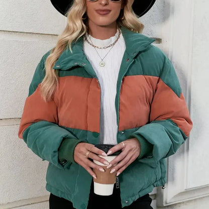 Damenjacke Thermojacke Lässig Baumwollmischung für Herbst-3