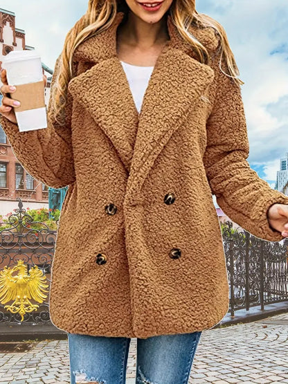 Variant image for Damenjacke Fleece Teddy mit Kapuzenkragen und Langen Ärmeln-22