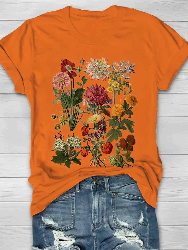 Variant image for Damen-T-Shirt, Vintage, Blumenmuster, weiche Baumwolle-28
