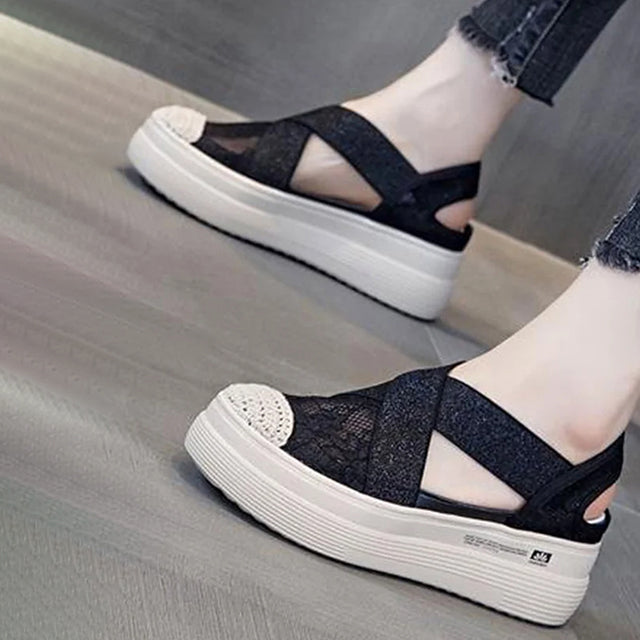 Herren-Sandalen, atmungsaktiv, Netz, Gummiplattform-5