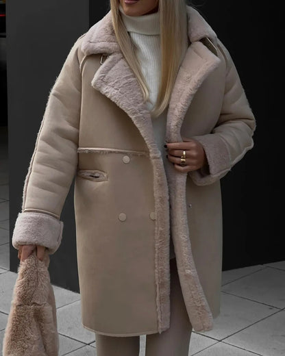 Damen-Mantel, lang, Plüsch, elegant, warme Mäntel-3