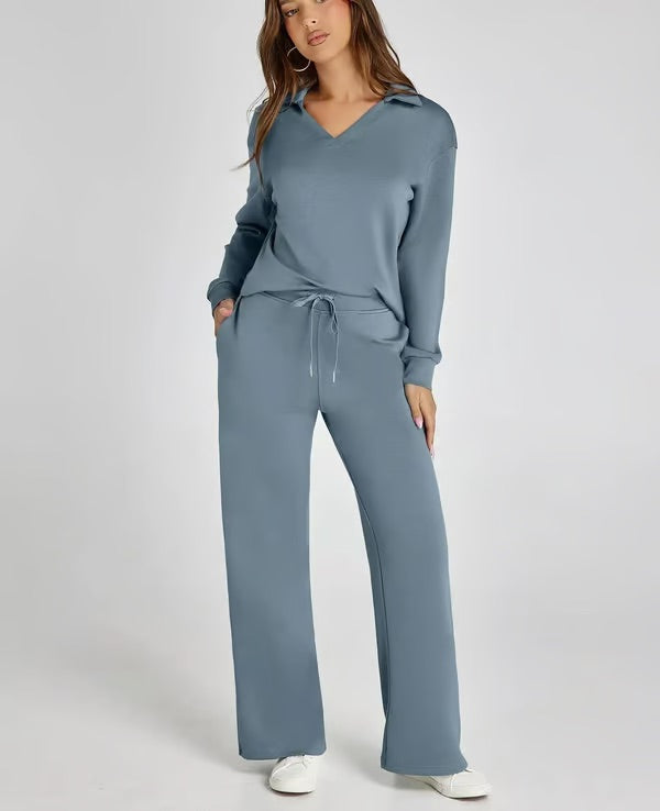 Zweiteiliges Damen-Lounge-Set aus weichem Stoffmix – lockere Passform, übergroße Silhouette, Größen XS bis 3XL 1