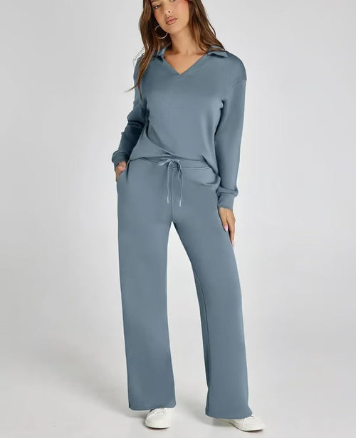 Zweiteiliges Damen-Lounge-Set aus weichem Stoffmix – lockere Passform, übergroße Silhouette, Größen XS bis 3XL 1