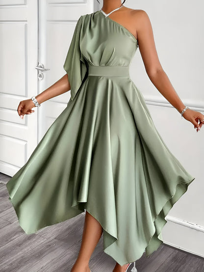 Damenkleid Asymmetrisch Schößchen Leichtes Material-2