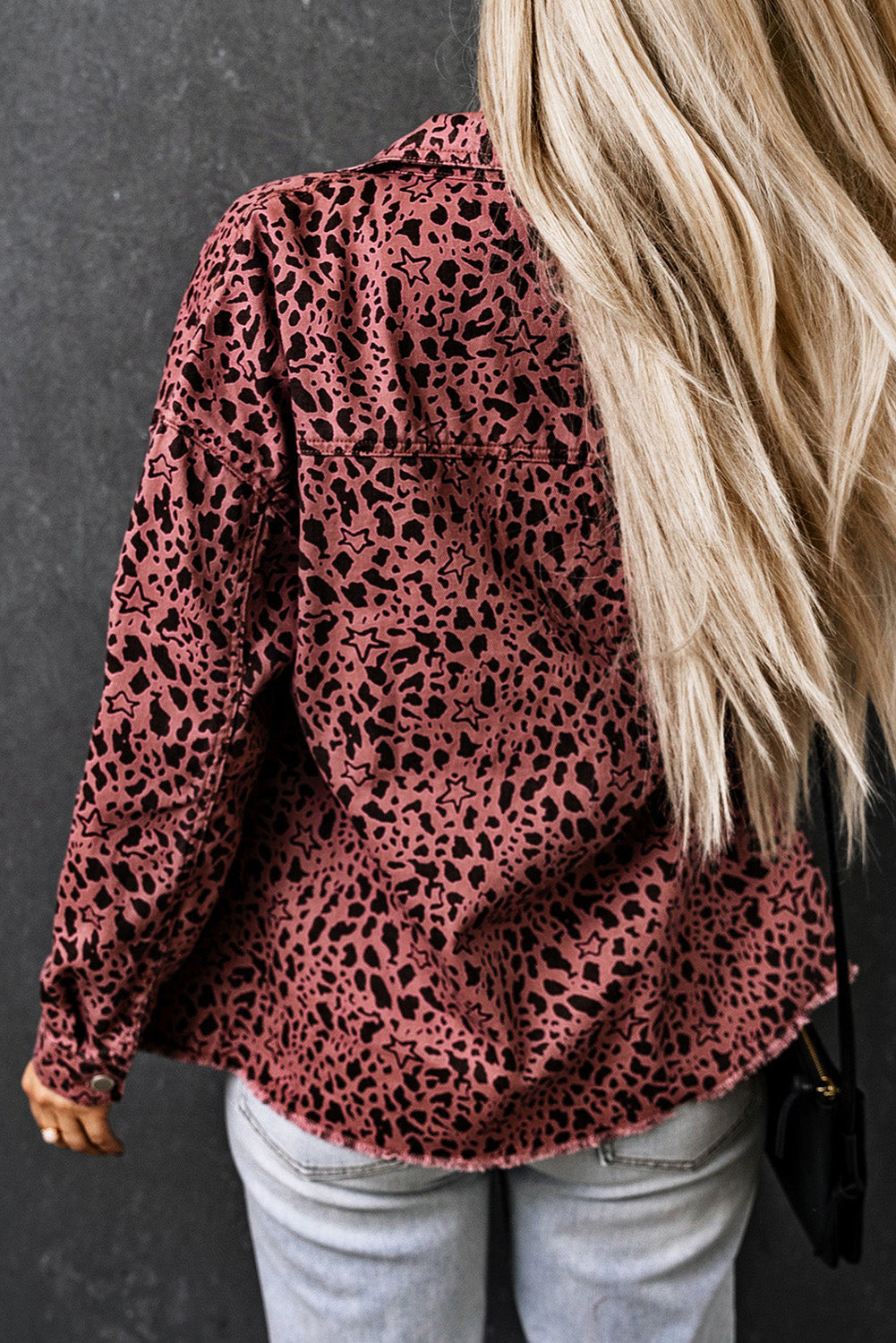 Variant image for Damen-Jeansjacke, Leopardenmuster, lässige Baumwolle-2