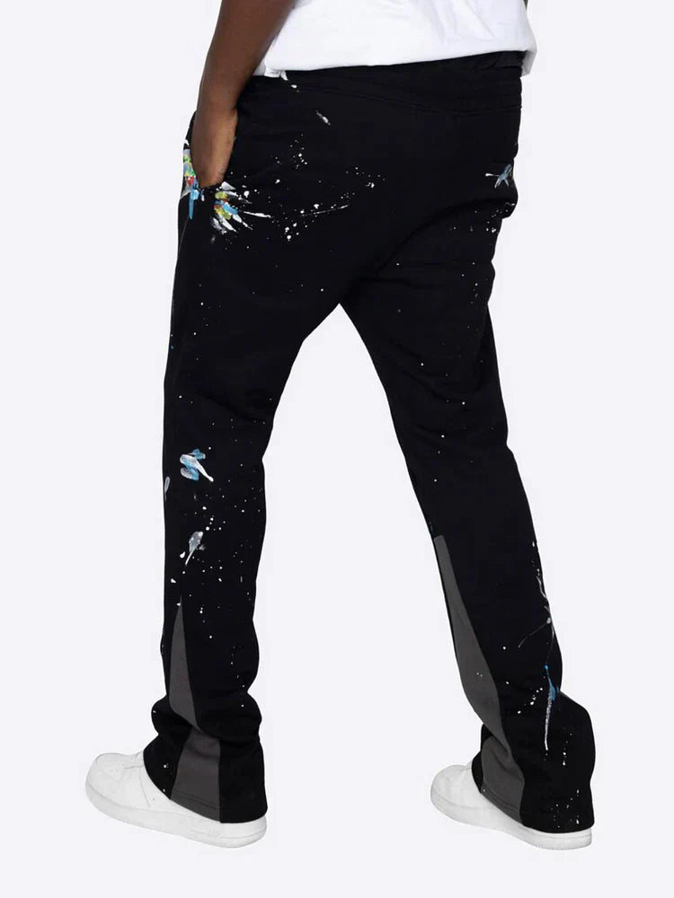 Damen-Flared-Sweatpants, Farbspritzer Baumwolle-4