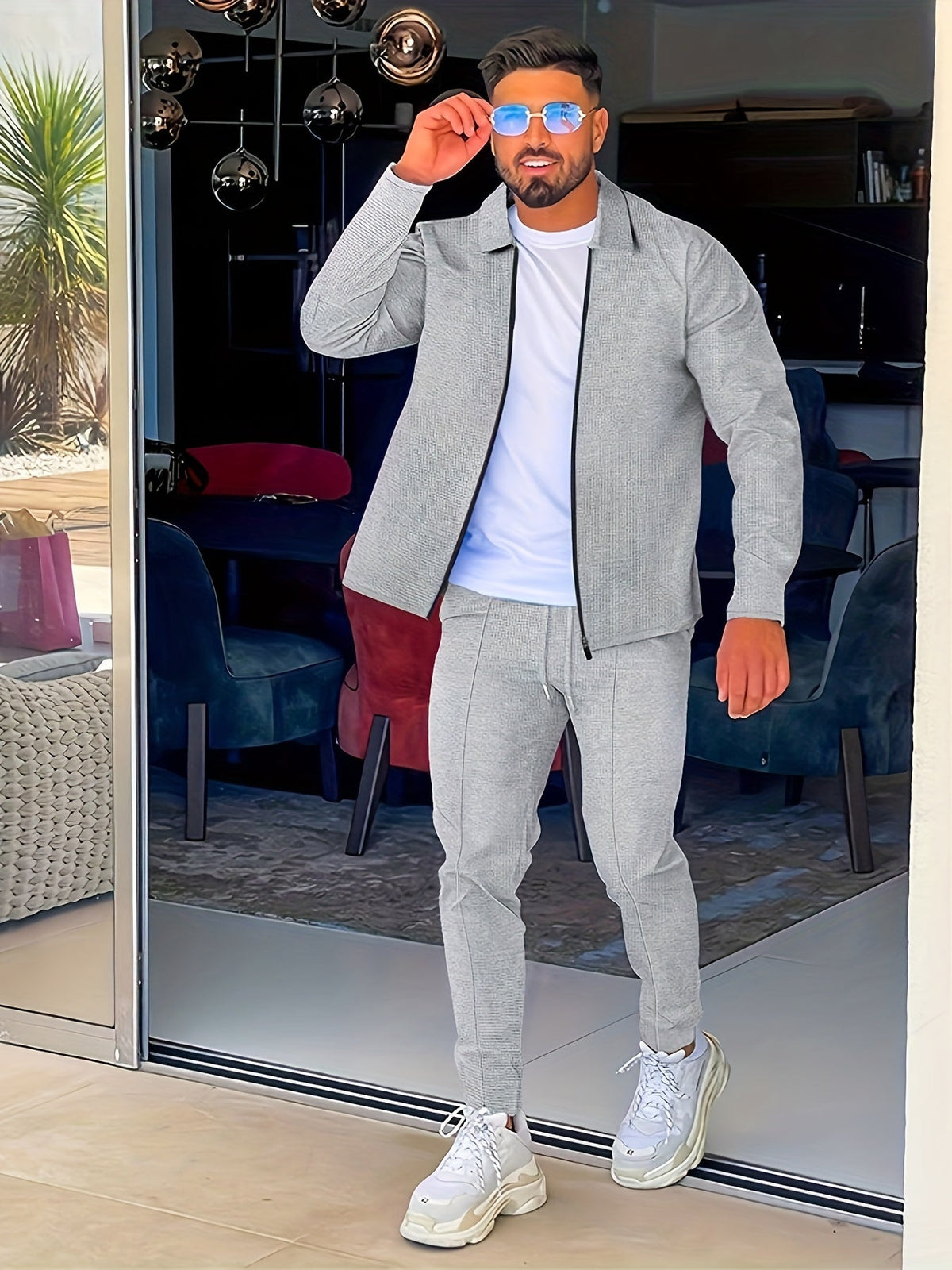 Variant image for Herren Trainingsanzug Volle Zip Baumwolle Casual-19