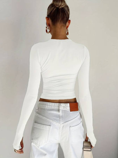Damen-Langarm-Top, Lässige Baumwolle-5
