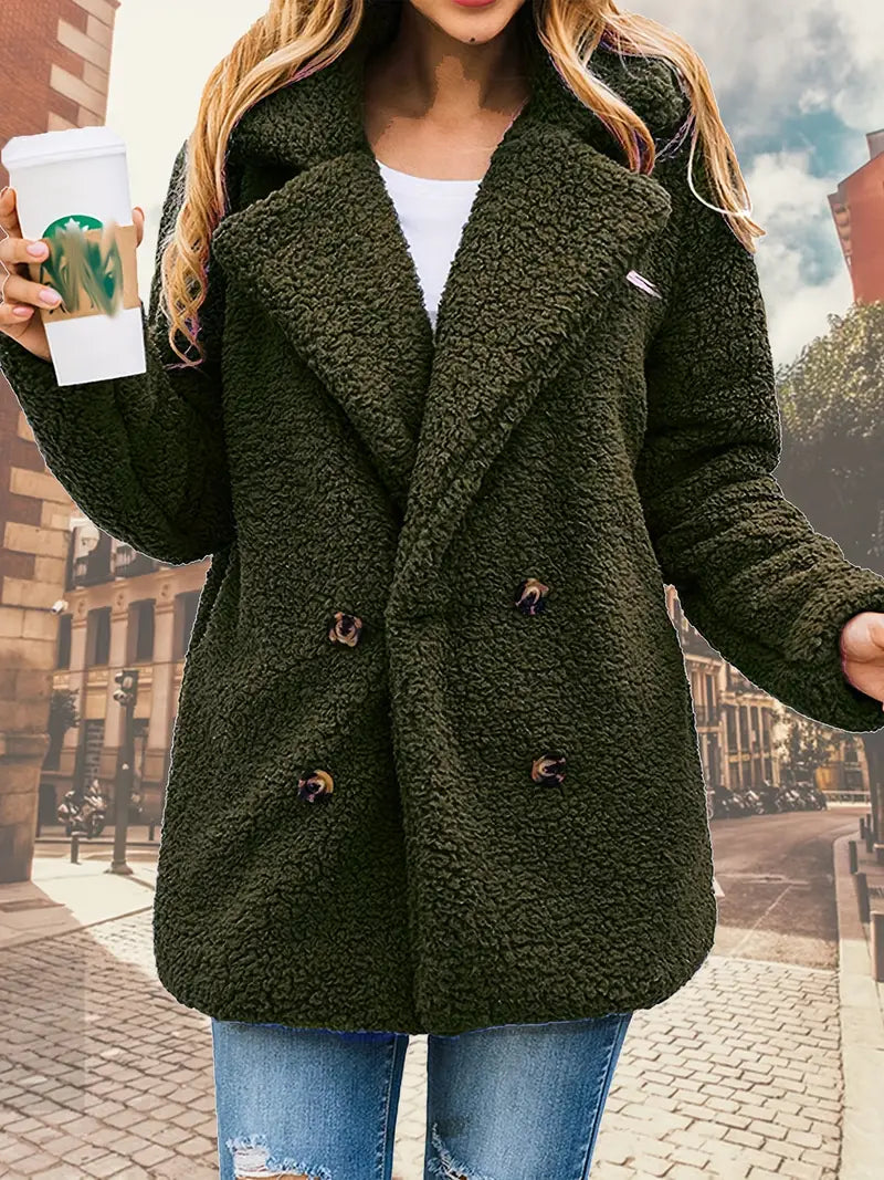 Variant image for Damenjacke Fleece Teddy mit Kapuzenkragen und Langen Ärmeln-11