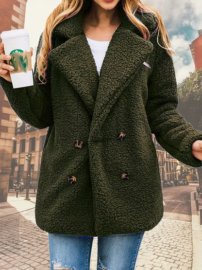 Variant image for Damenjacke Fleece Teddy mit Kapuzenkragen und Langen Ärmeln-11