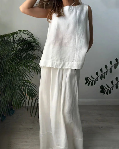 Damen Ärmelloses Kleid Elegantes Leinen Design 1