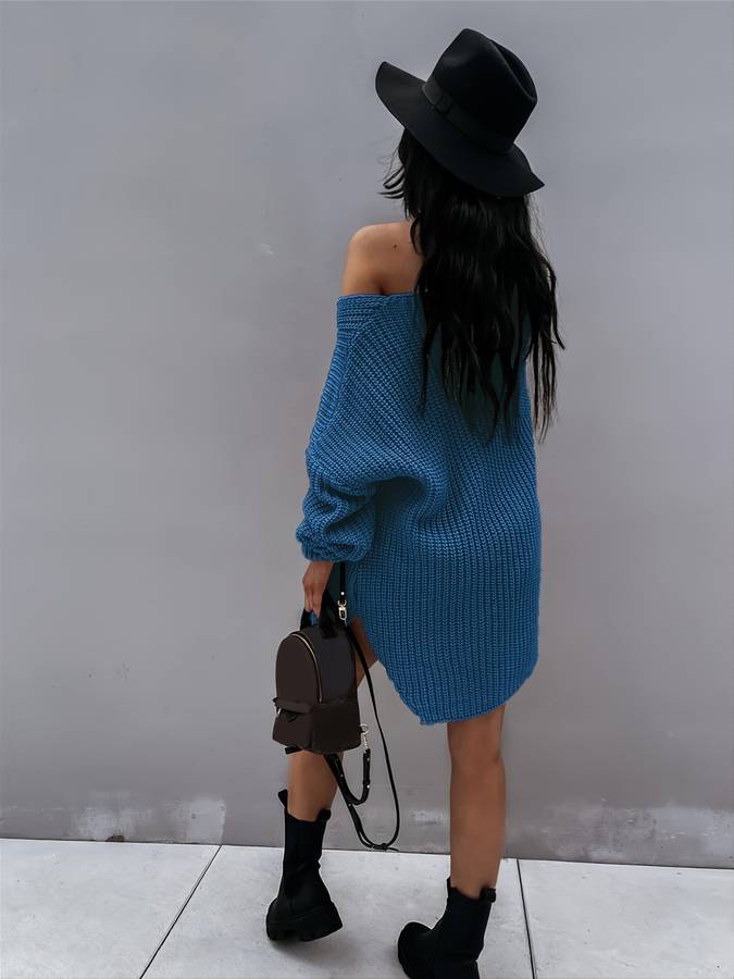 Damen-Midikleid, oversizedes Strickdesign, für lässiger Stil 6