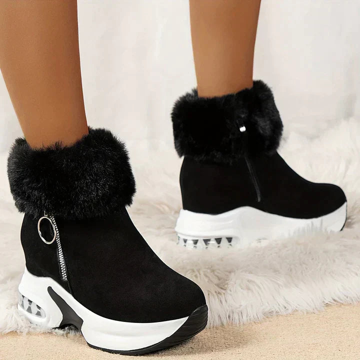 Damen-Keilstiefel, mit Kunstfell, lederähnliches Material-4