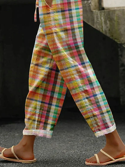 Herren-Freizeithose mit Retro-Muster und verstellbarem Bund aus 100% Baumwolle-2