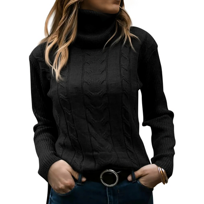 Damen-Strickpullover, mit Stehkragen, Acryl, für Winter-2
