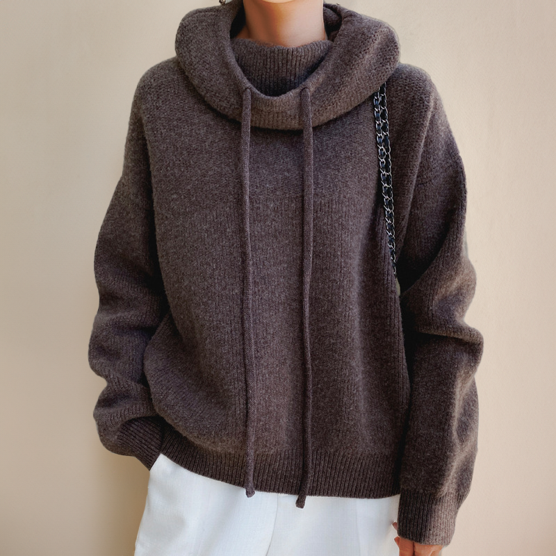 Damen-Hoodie, lässig, gestrickt, weicher Mix-1