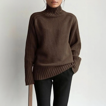 Variant image for Damen-Strickpullover, Rollkragen, gerippter Bouclé-Wollmix-4