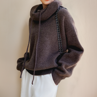 Damen-Hoodie, lässig, gestrickt, weicher Mix-3