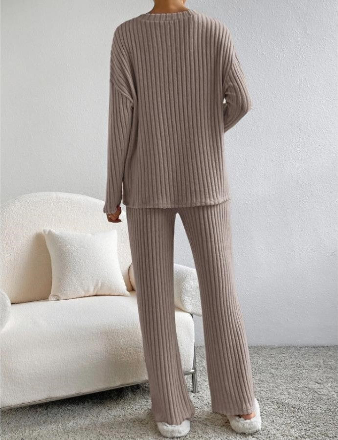 Damen Winter-Set Pullover und Hose Weiche Strickware-5
