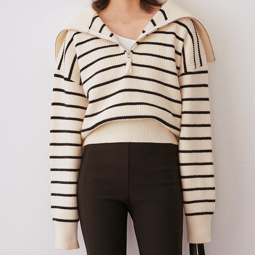 Damen-Pullover, halber Reißverschluss, moderner Stoff 1