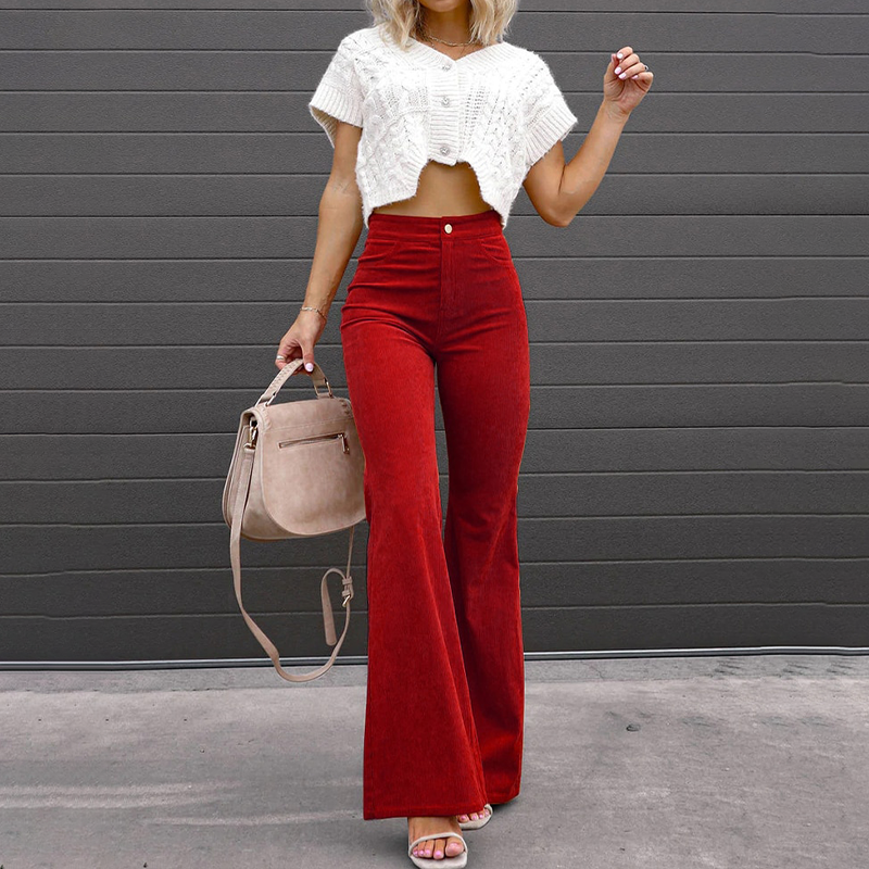 Damen-Flared-Hosen in stretchiger, weicher Passform – elegante Hosen mit weitem Bein für Stil und Komfort 5