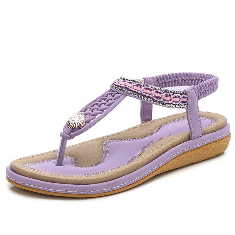 Damen-Sandalen, offene Zehe, PU-Leder mit Kristallverzierung-2