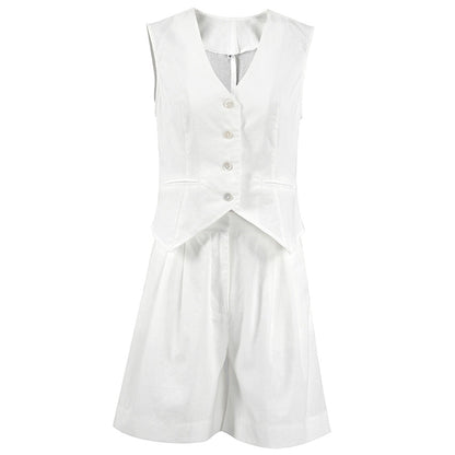 Herrenweste, Shorts-Set, taillierte Baumwolle und Leinen 5