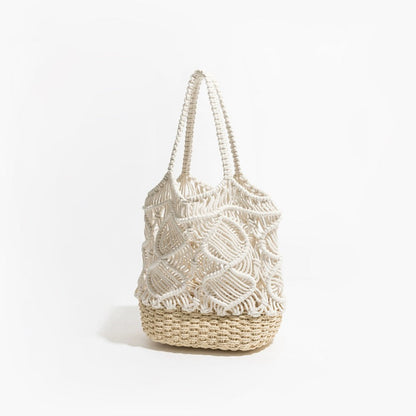 Schicke gehäkelte Tasche für Damen aus Baumwolle mit Spiraldesign – geräumig und trendig, 12,2 x 9,8 x 5,1 5