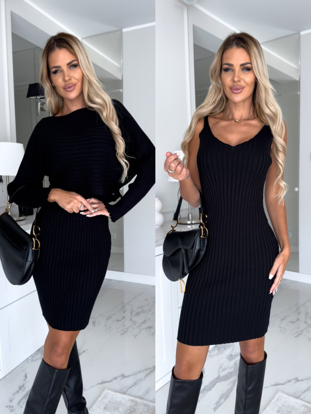 Damen-zweiteiliges Set, gestreiftes Top, Trägerrock, Polyester 8