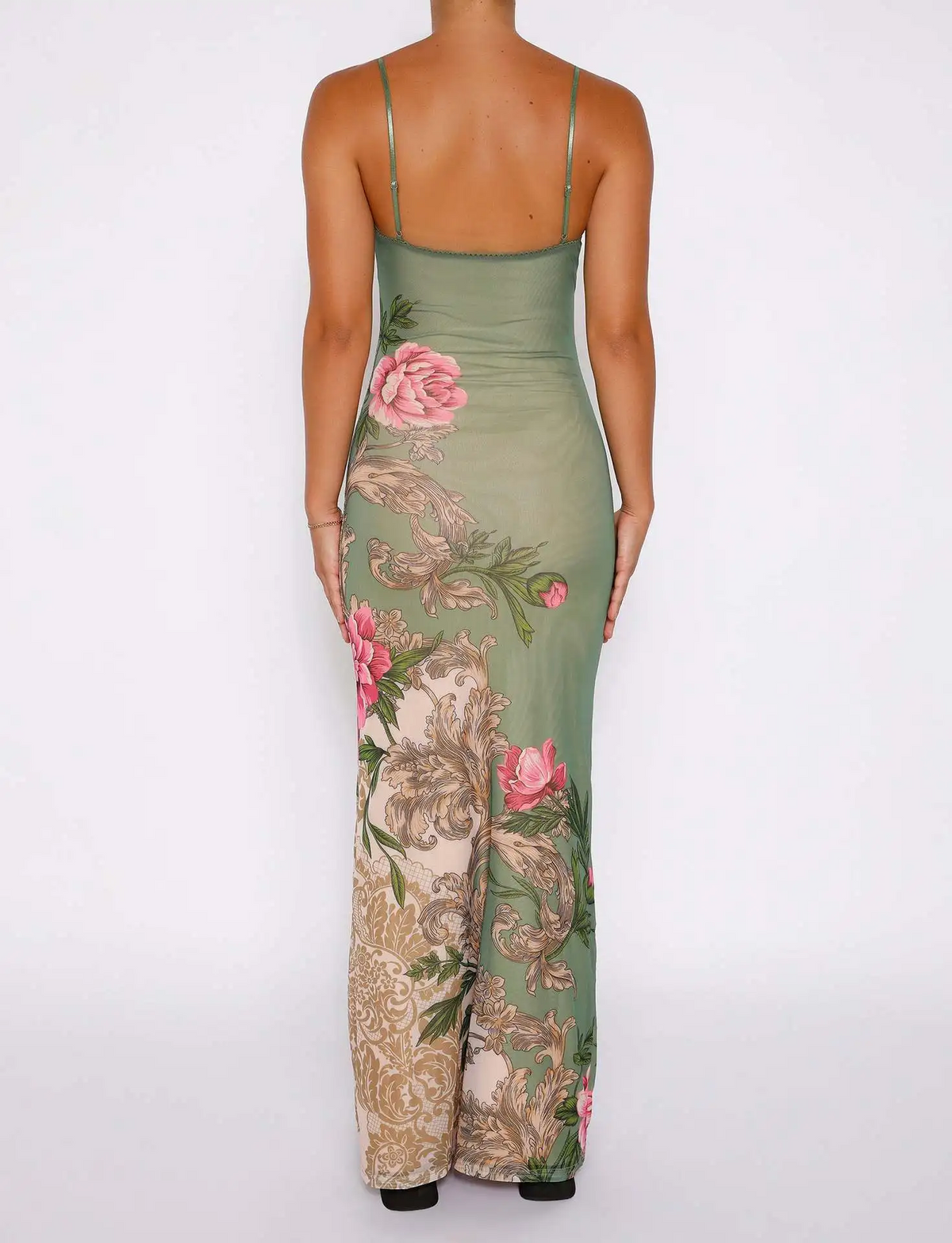 Damen-Maxikleid Blumenmuster V-Ausschnitt 100% Polyester 3