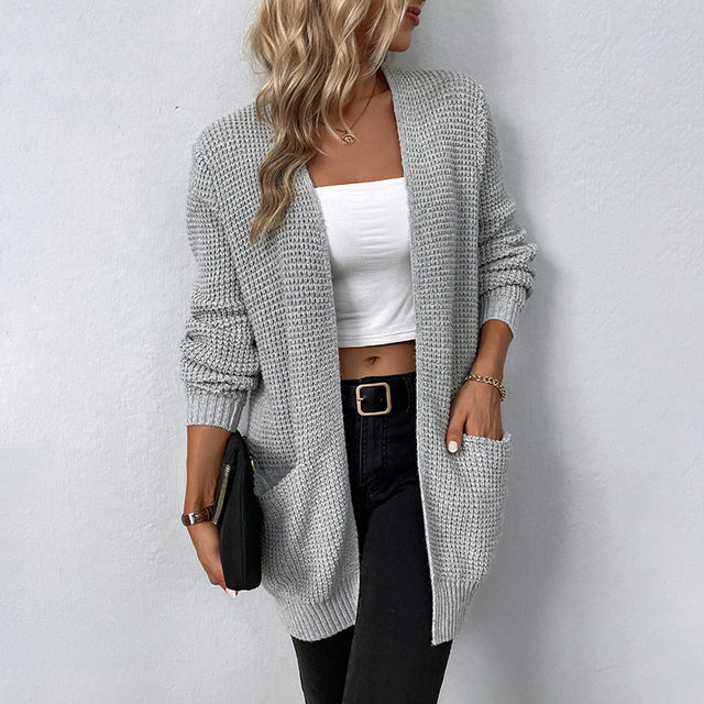 Damen-Lange Strickjacke, Cardigan, Hochwertiges Material, Zeitloses Design-1