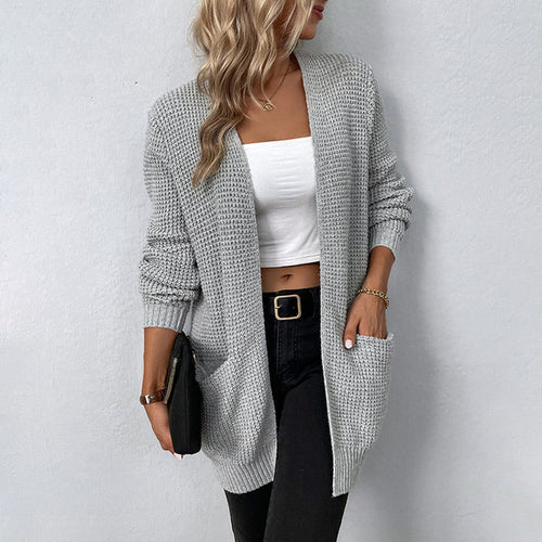 Damen-Lange Strickjacke, Cardigan, Hochwertiges Material, Zeitloses Design-1