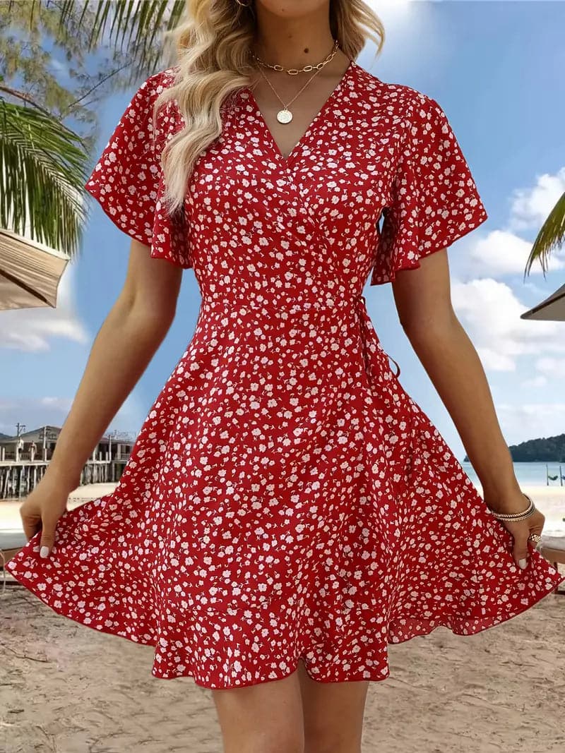 Variant image for Damen-Sommerkleid, mit schönen Ärmeln aus leichtem Material für Hochzeit und Fest-1