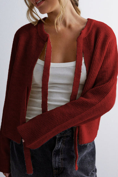 Damen-Cardigan, Schnürung, Strick, eleganter Herbst-2