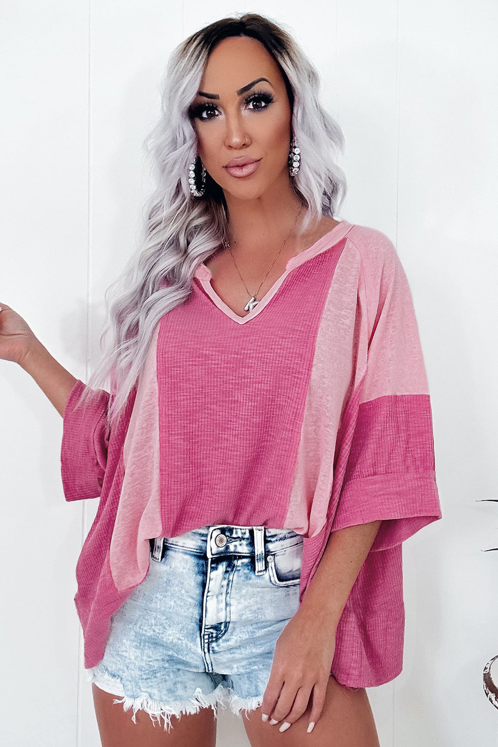 Damen-Top, Struktur mit, 3/4-Ärmel, aus Polyester-5