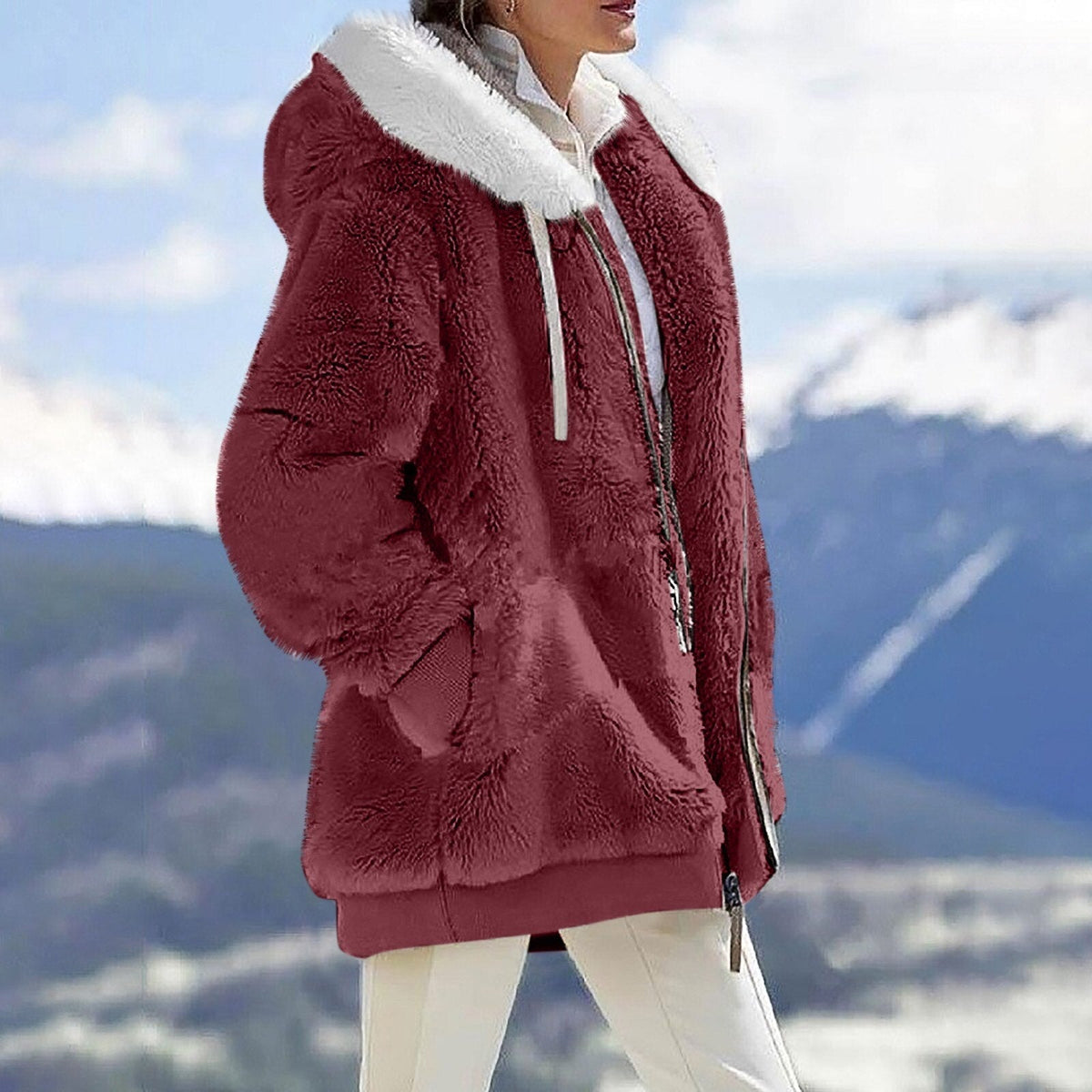 Damen-Fleecejacke, warm, weiches Polyester, für Herbst und Winter 15